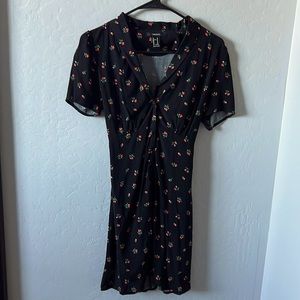 Black Floral Botton-Up Skater Dress